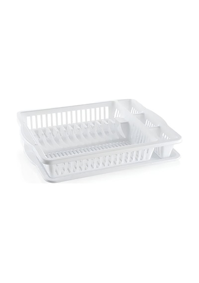Plastik Bulaşık Sepeti, Tek Katlı Tabaklık, Bulaşıklık Beyaz
