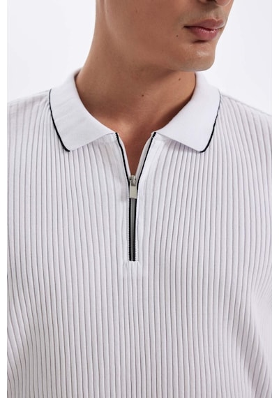 DeFacto Slim Fit Dar Kesim Kısa Kollu Fitilli Kaşkorse Yarım Fermuarlı Polo Tişört D3948AX24SMWT34 DeFacto Slim Fit Dar Kesim Kısa Kollu Fitilli Kaşkorse Yarım Fermuarlı Polo Tişört D3948AX24SMWT34