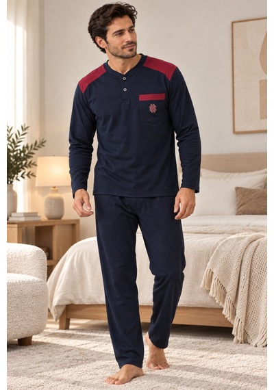 Free Beka Uzun Kollu Süprem Kumaş Yakası Düğmeli Göğüsü Cep Ve Nakış Detaylı Erkek Pijama Takımı Siyah Free Beka Uzun Kollu Süprem Kumaş Yakası Düğmeli Göğüsü Cep Ve Nakış Detaylı Erkek Pijama Takımı Siyah