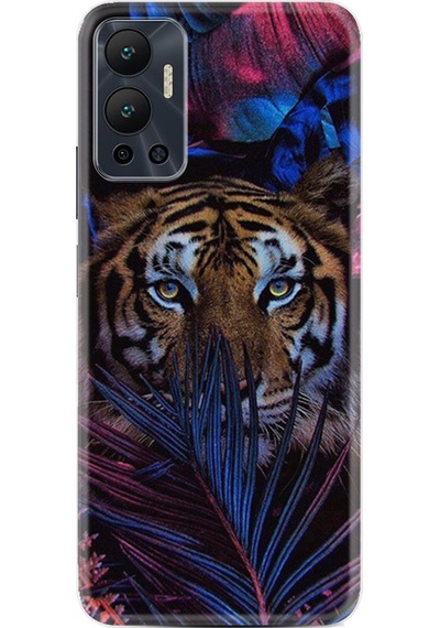 Infinix Hot 12 Kılıf Resimli Desenli Baskılı Silikon Flowers Tiger 1319