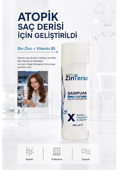 Zinterax Vitaminb5 Şampuan Kepek, Pullanma-onarıcı Bakım Kompleksi Hassas Saç Derisi 200 Ml