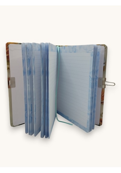 Gül Çiçek Desenli Hatıra Defteri Günlük Kilitli Defter 80 Yaprak -yeşil