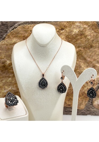 Elmas Montür Rosegold Özel Üretim Gümüş Set Takım - Lvrset07 Rose Gold