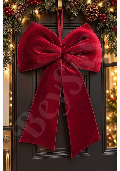 Yılbaşı Ağacı Süsü Bordo Kadife Fiyonk 55 Cm Diğer