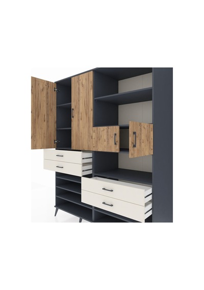 Kronos Gardrop 11 Raflı 4 Çekmeceli 4 Kapaklı 176x59x221 Antrasit-çam/aytaşı Çam/aytaşı Kronos Gardrop 11 Raflı 4 Çekmeceli 4 Kapaklı 176x59x221 Antrasit-çam/aytaşı Çam/aytaşı