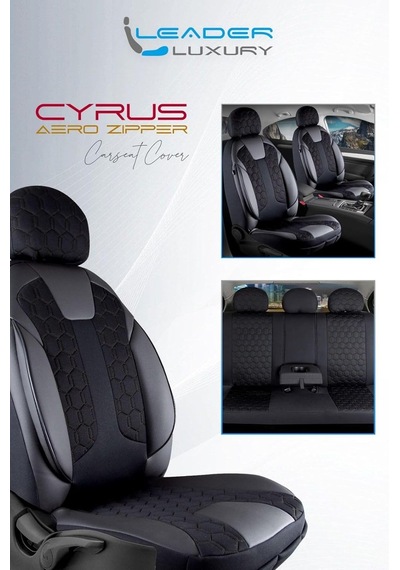 Kia Sportage İle Uyumlu Lüx Deri Detaylı Oto Koltuk Kılıfı Ön Arka Takım Cyrus Siyah