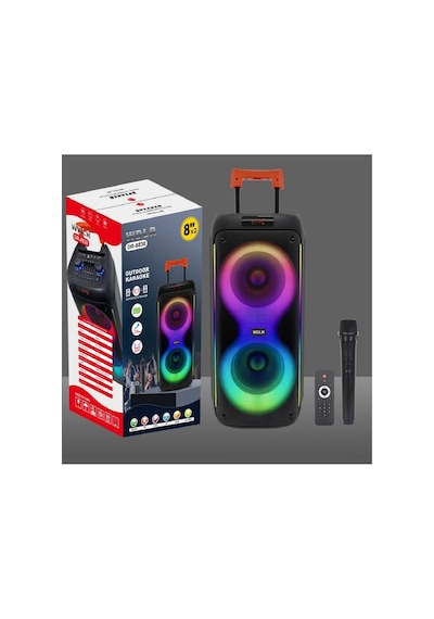 Dr-8830 Bluetooth Speaker Kablosuz Mikrofonlu Taşınabilir Tekerlekli Valiz Tipi Şarjlı Hoparlör Büyük Boy Party Speaker Fm Radyolu Hafıza Kartı Ve Usb Girişli Tws Özellikli Süper Bass Hoparlör
