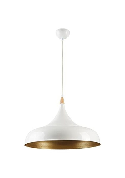 Mylights Retro Beyaz İçi Sarı Metal Sarkıt Avize Rustik Avize 50cm Diğer