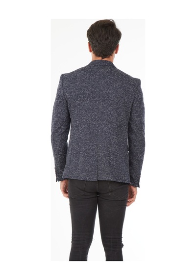 Sposo 5113 Dar Kalıp Karyağdı Desen Lacivert Erkek Blazer Ceket Lacivert