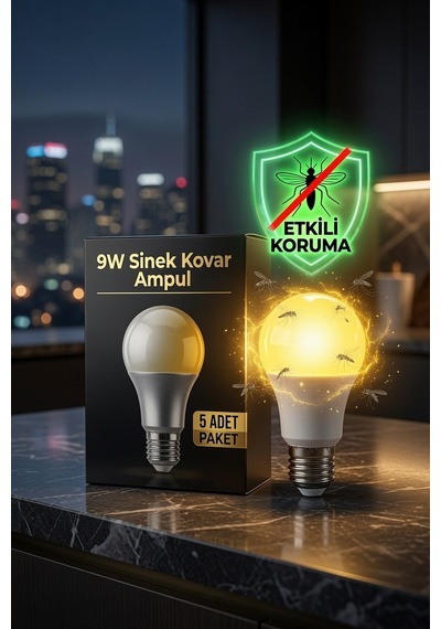 9w Sinek Kovar Led Ampul 5'li Paket Çift Modlu Beyaz Işık & Sarı Sinek Kovucu Işık E27 Duy