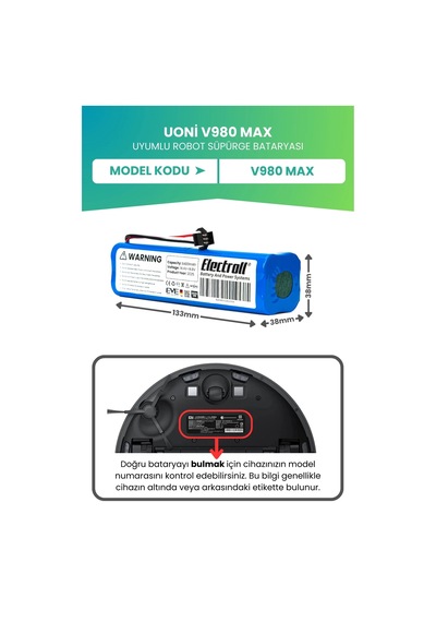 Uoni V980 Max Uyumlu Batarya 6400mah