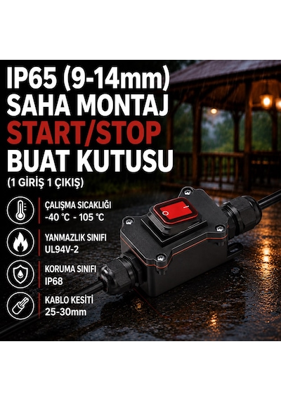 Ip65 9-14mm Montaj Star/stop Buat Kutusu 1 Giriş 1 Çıkış