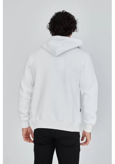 Yake Store Unisex Tam Fermuarlı Kapşonlu Sweatshirt - Beyaz - Beyaz