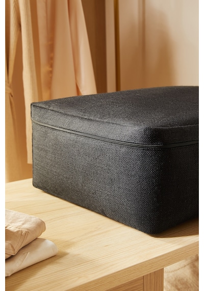 Ocean Home Textile Büyük Boy Siyah Renk Jüt Baza Altı Hurç 62 X 46 X 22 Cm Siyah