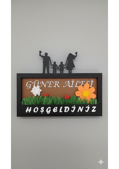 Kişiye Özel Aile İsimliği Kapı Üstü Hoşgeldiniz Yazılı Dekoratif Kapı Süsü 20cm X 10cm