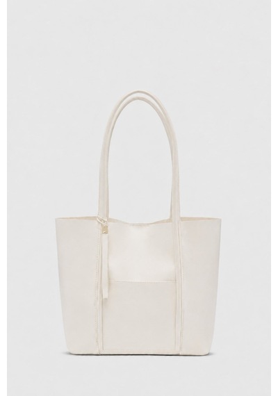 Shule Bags Pebbled Omuz Çantası Krem