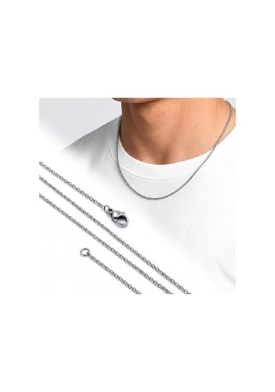 Premium Parlak Ve Şık İnce Rulo Halka Tekli Erkek 316l Çelik Kolye 1mm 55cm 3183eck050 - Gümüş Renk
