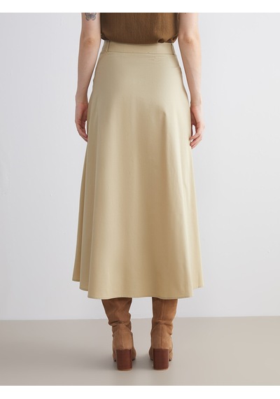 Lcwaıkıkı Classic Bej Standart Fit Poplin Pileli Etek
