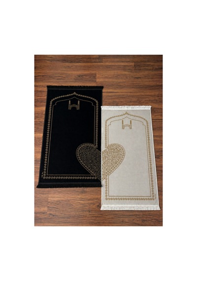 Kalpli Eşli Çift / Gelin Damat Bohçası Çeyizlik Seccade Pamuk Taban Siyah-boz Krem 80x120 Saçaklı Krem-siyah Kalpli Eşli Çift / Gelin Damat Bohçası Çeyizlik Seccade Pamuk Taban Siyah-boz Krem 80x120 Saçaklı Krem-siyah