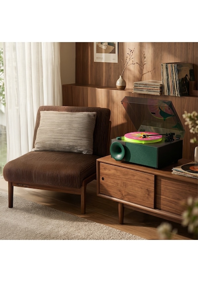 Fennessy İ5s Bluetooth Hoparlörlü 45w Hi-fi Işıklı Retro Pikap Plakçalar Turntable, Yeşil