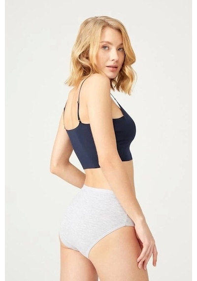 Cottonhill Basic Gri Renk %95 Pamuklu Geniş Kenarlı Külot Gri
