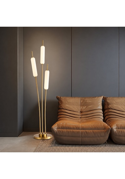Reed 3'lü Gold 36 Watt Led Lambader