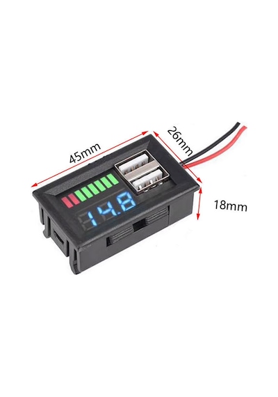 Ic278c, Dijital Voltmetre, Usb Çıkışlı Akü Göstergeli, Dc 12volt Aküler İçin,