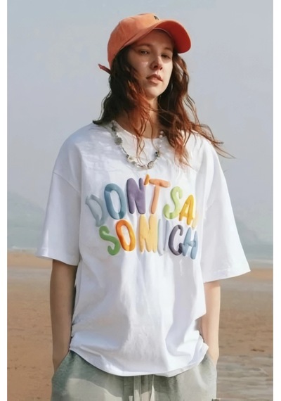 Tarzsokak Beyaz Unisex Don't Say So Much Yazılı Tişört