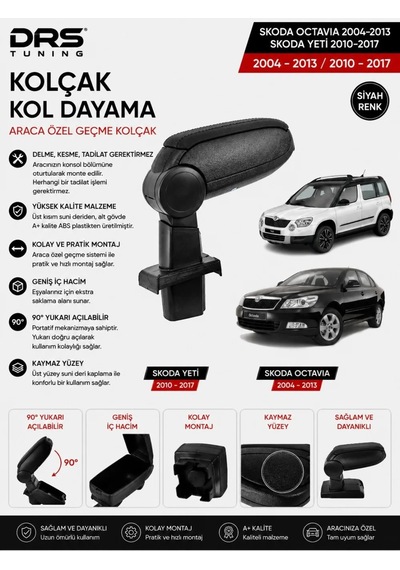 Skoda Octavia 2004 - 2013 / Yeti 2010 - 2017 Kolçak Kol Dayama Siyah