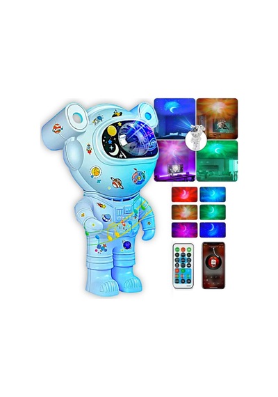 Astronaut Speaker Projector Lamp Bluetooth Speaker Stickerlı Kumandalı Astronot Model Gece Lambası Beyaz