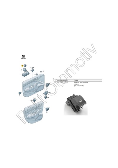 Polo Sağ Ön Arka Tekli Cam Düğmesi 5g0959855r