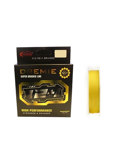 Delux Serisi Tatlı Su Hobi Avcılık Captain Dremie Rounder 12+1 Spin İp Misina 150mt Yellow 0.18 mm