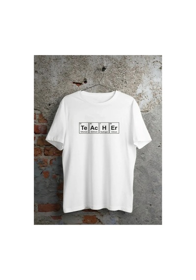 Butik İstanbul 24 Kasım Kimya Öğretmeni Hediyesi Baskılı Bisiklet Yaka T-shirt - Beyaz