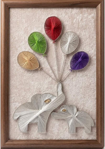 Filografi Balonlu Fil Tablosu 35x50 Cm Ahşap Çivi & Tel Sanatı Çocuk Odası, Anaokulu Ve Hediye Dekoratif Ta - Filografi Balonlu Fil Tablosu 35x50 Cm Ahşap Çivi & Tel Sanatı Çocuk Odası, Anaokulu Ve Hediye Dekoratif Ta -