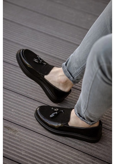 Mn002 - Rst Loafer Verniciata Erkek Ayakkabı Sıyah Siyah