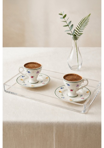 Gözde 4 Parça 2 Kişilik Porselen Kahve Fincan Takımı 100 Ml Beyaz