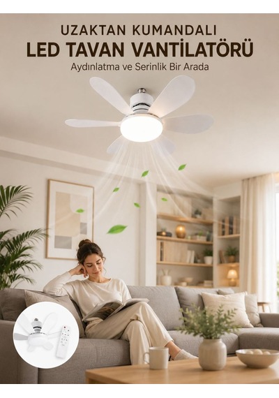 Yüksek Aydınlatma Performansına Sahip Led Tavan Fanı Sessiz Çalışma Güçlü Esinti Ve Uzaktan Kumanda Kontrolü Çok Renkli
