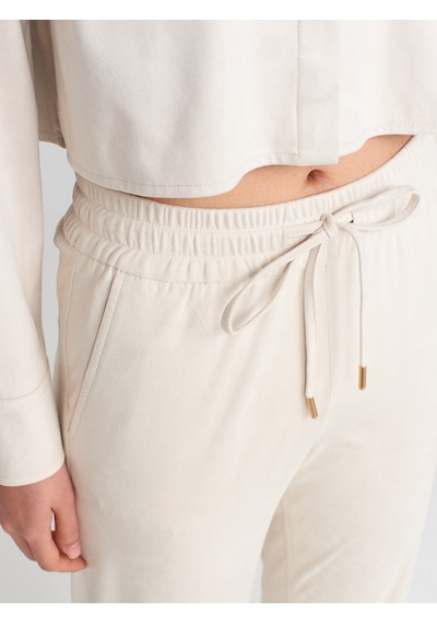 Dilvin 71594 Manşetli Jogger Süet Pantolon Bej