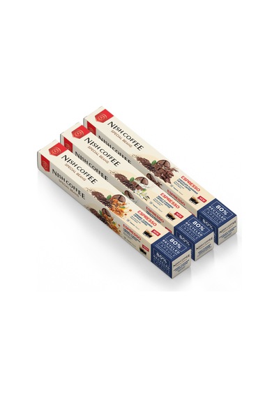 Nish Coffee Aromalı Kapsül Kahve 3'lü Set Karamel-vanilya-çikolata - 30 Adet Kapsül Kahve