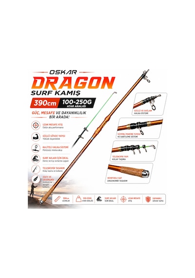 Oskar Dragon 390cm Surf Kamış 100-250g