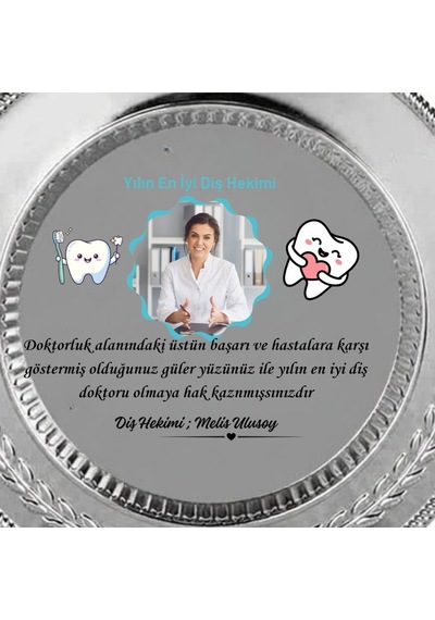 Diş Hekimine Hediye Fotoğraflı Ve İsimli Yılın En İyi Diş Doktoru Plaketi