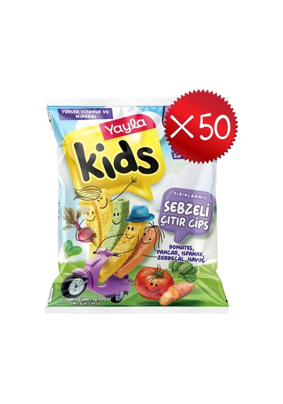 Yayla Kids Peynir Çeşnili Sebzeli Baklagil Cipsi 30 G X50