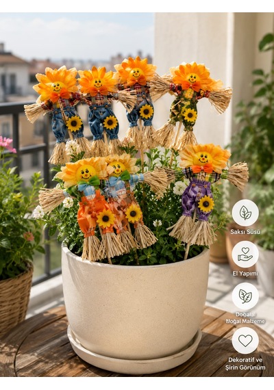 2'li Karışık Korkuluk Saksı Süsü Dekoratif Bahçe Ve Balkon Dekoru 35 Cm