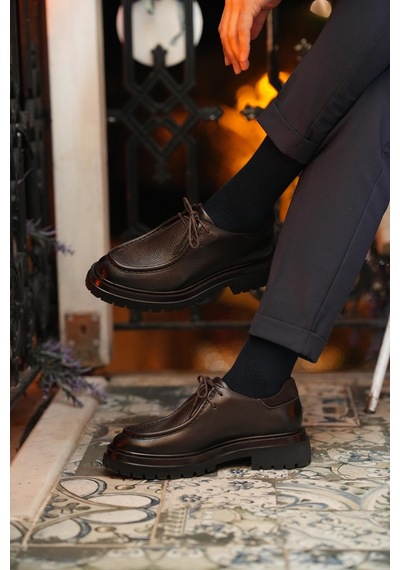 Cem Pekşen Tetri K600 Robin Model Hakiki Deri El Yapımı Kahverengi Casual Ayakkabı