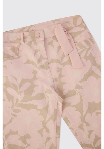 Panço Kız Çocuk Desenli Pembe Pantolon 2611GK04003