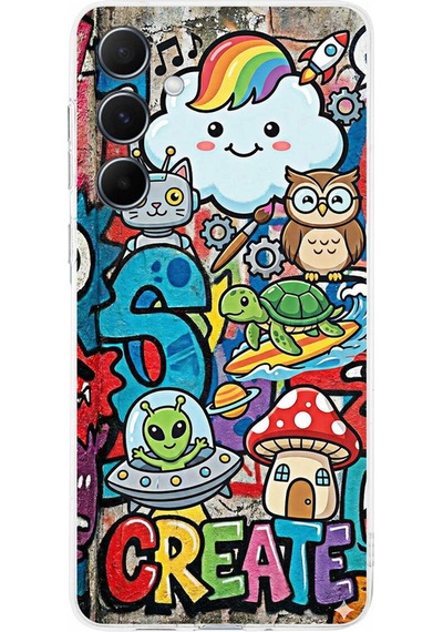 Samsung Galaxy A56 İle Uyumlu Grafiti Create Art Tasarımlı Şeffaf Silikon Kılıf Şeffaf