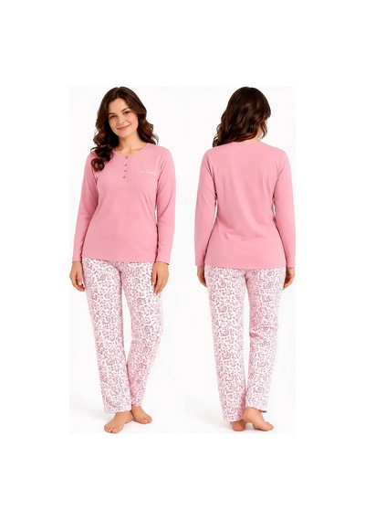 Pierre Cardin Uzun Kollu Modal Pamuk Kadın Pijama Takımı Pembe