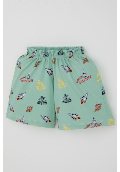 Breeze Erkek Bebek Şortlu Pijama Takımı Galaksi Macerası Temalı 9 Ay-3 Yaş, Su Yeşili