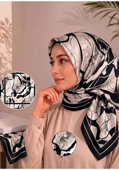 Sisley İpek Saten Eşarp-asm2043 Siyah