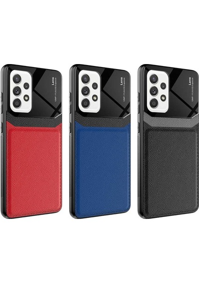 Samsung Uyumlu Galaxy A52S Kilif Lens Deri Görünümlü Tpu Kapak 476394437